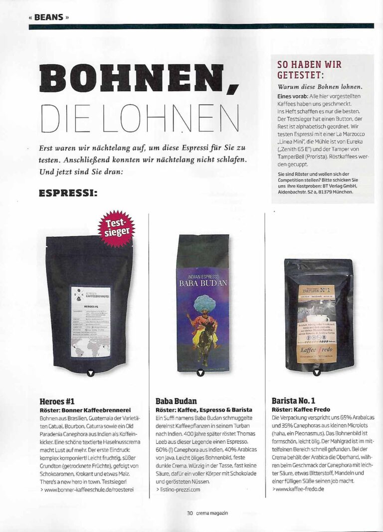 Mehr über den Artikel erfahren Testsieger im Crema-Magazin